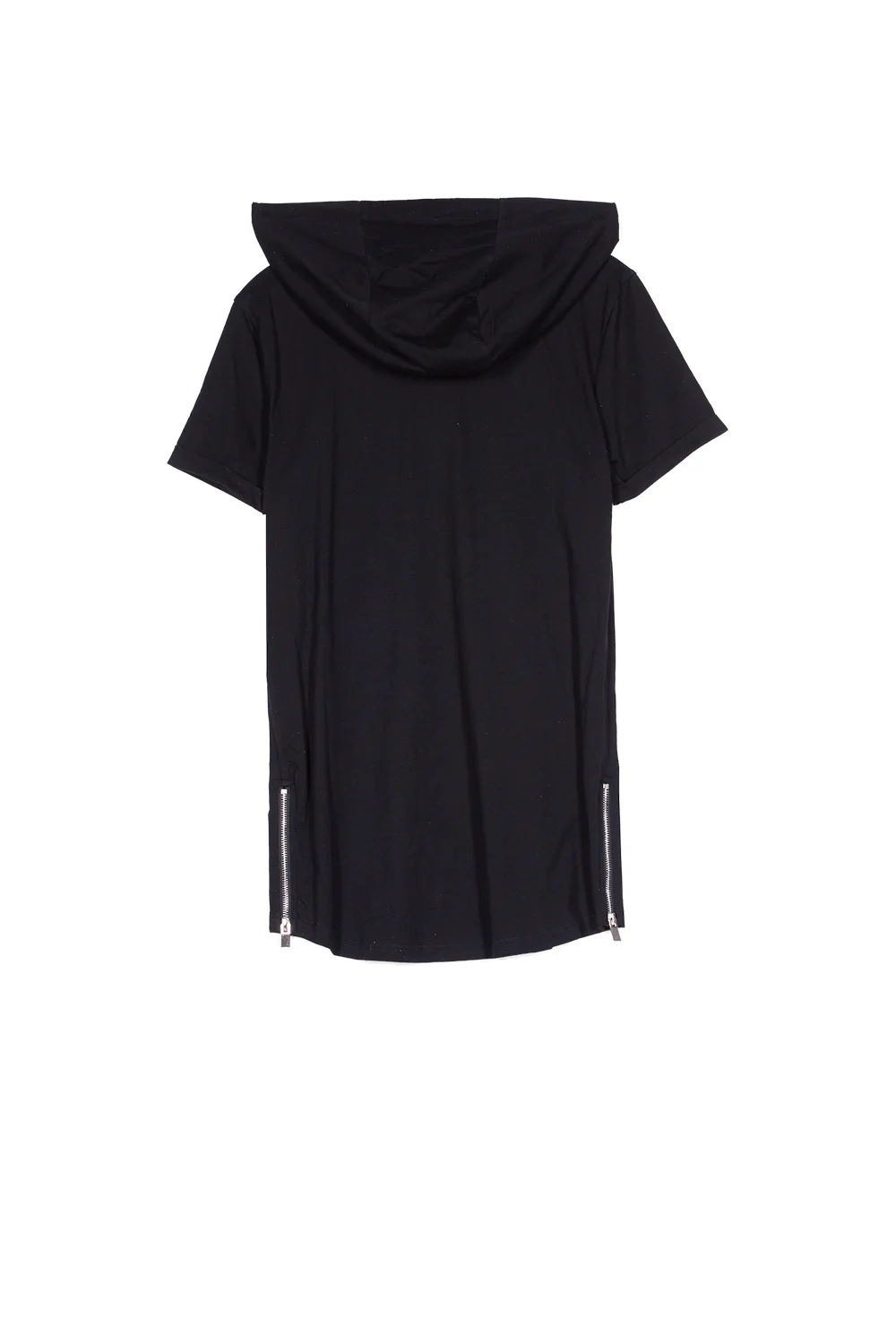 T-shirt capuche moulant zips noir - Image 7