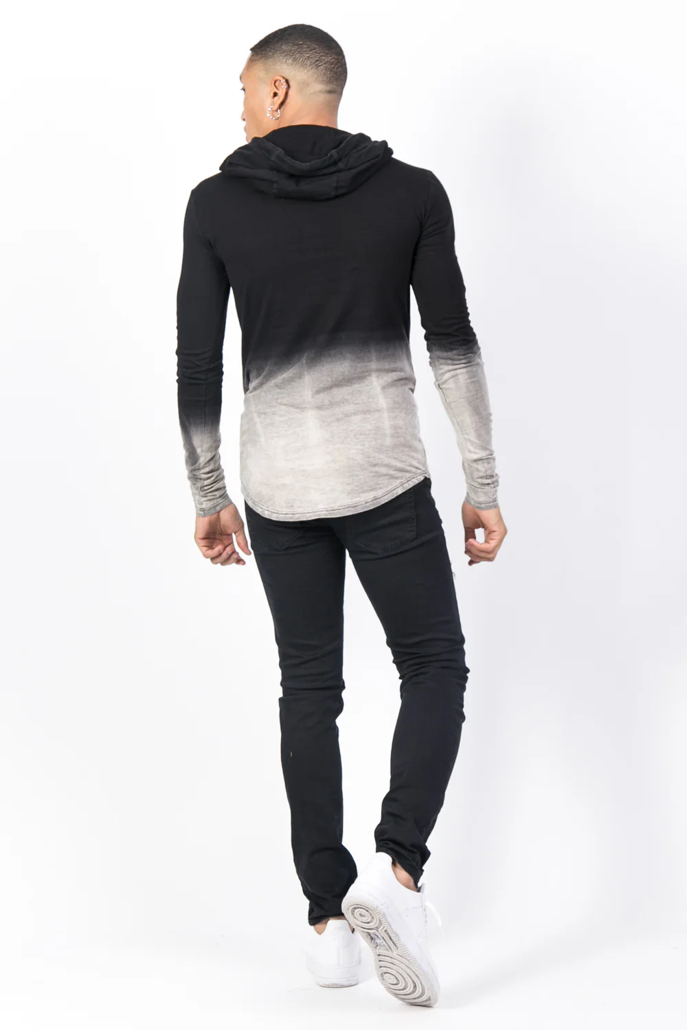 T-shirt capuche tie dye Paris GPS noir blanc - Image 3