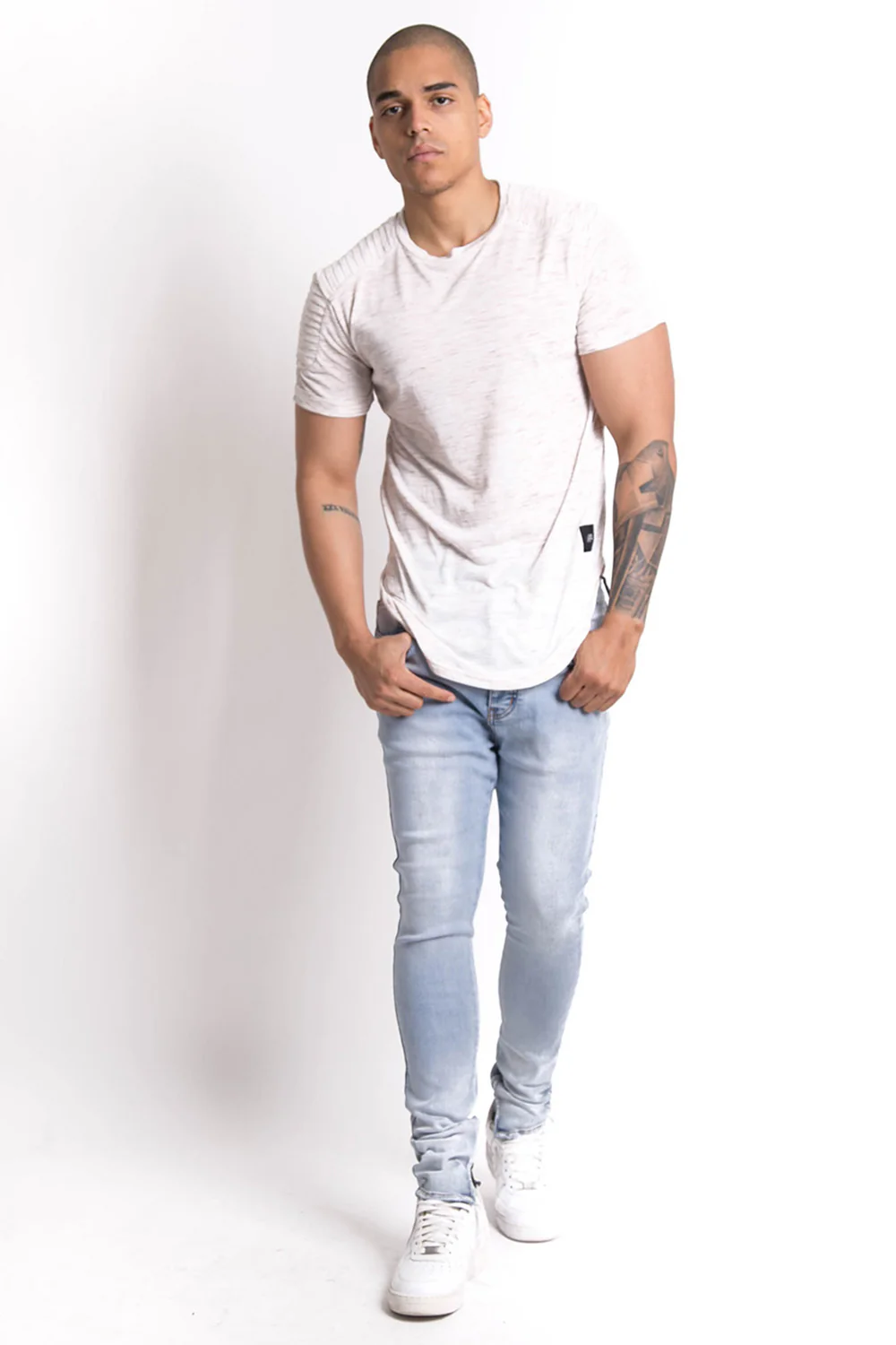 T-shirt chiné biker beige - Image 3