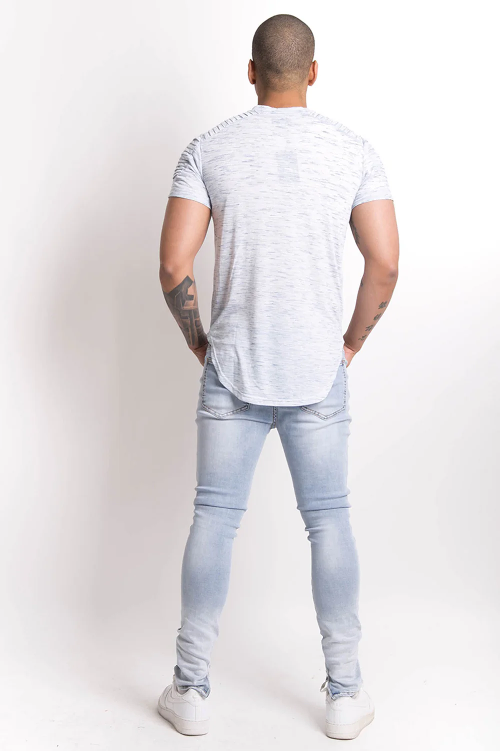 T-shirt chiné biker bleu - Image 4