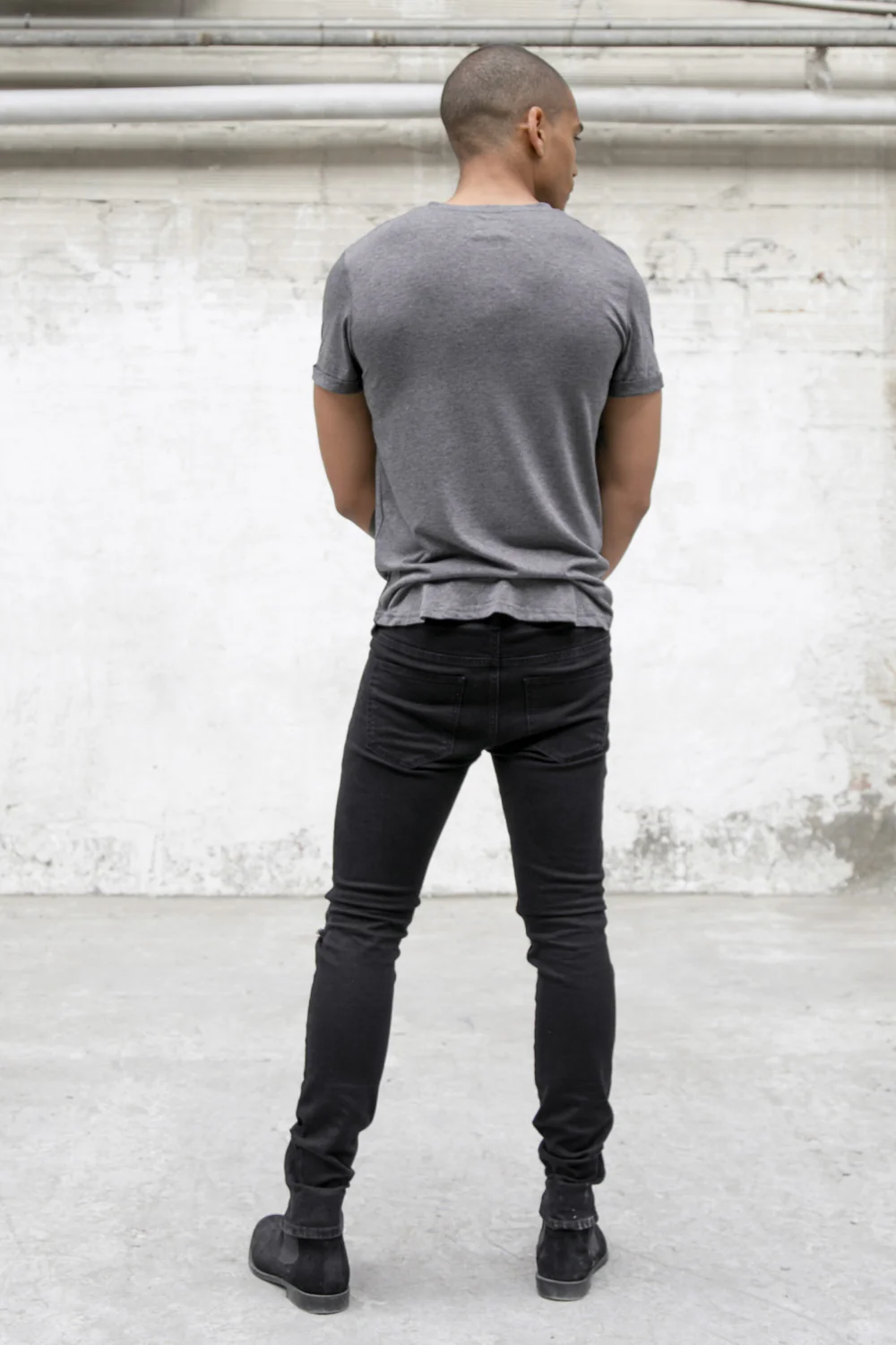 T-shirt col tunisien ajusté gris - Image 3