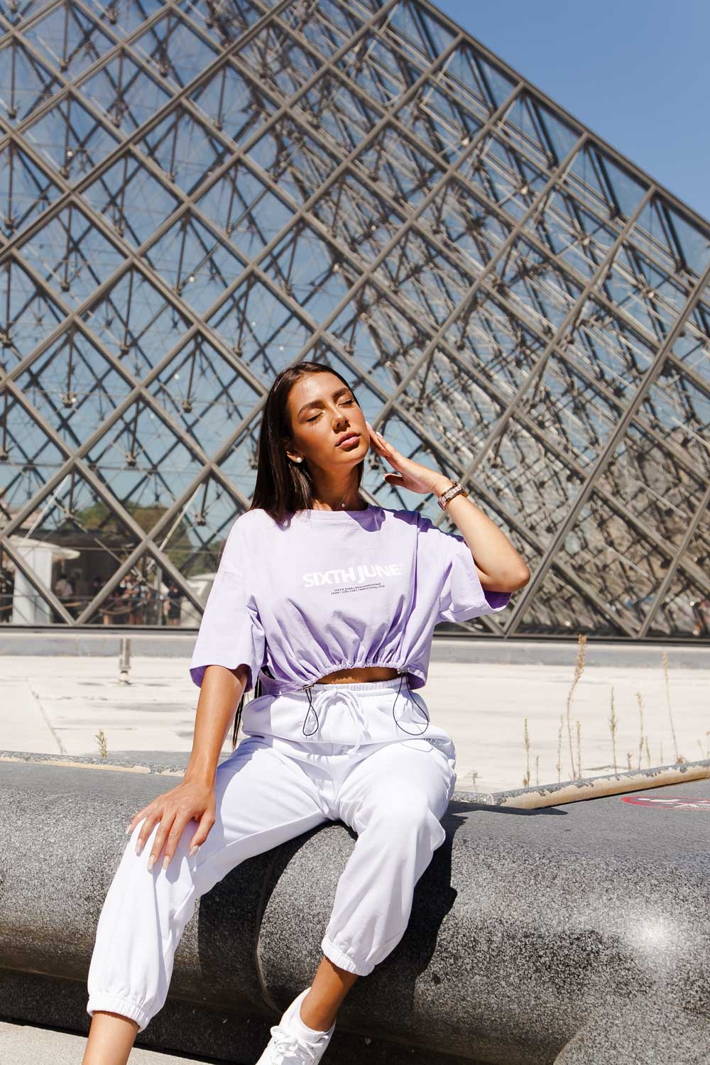 T-shirt court cordons Mauve - Image 8