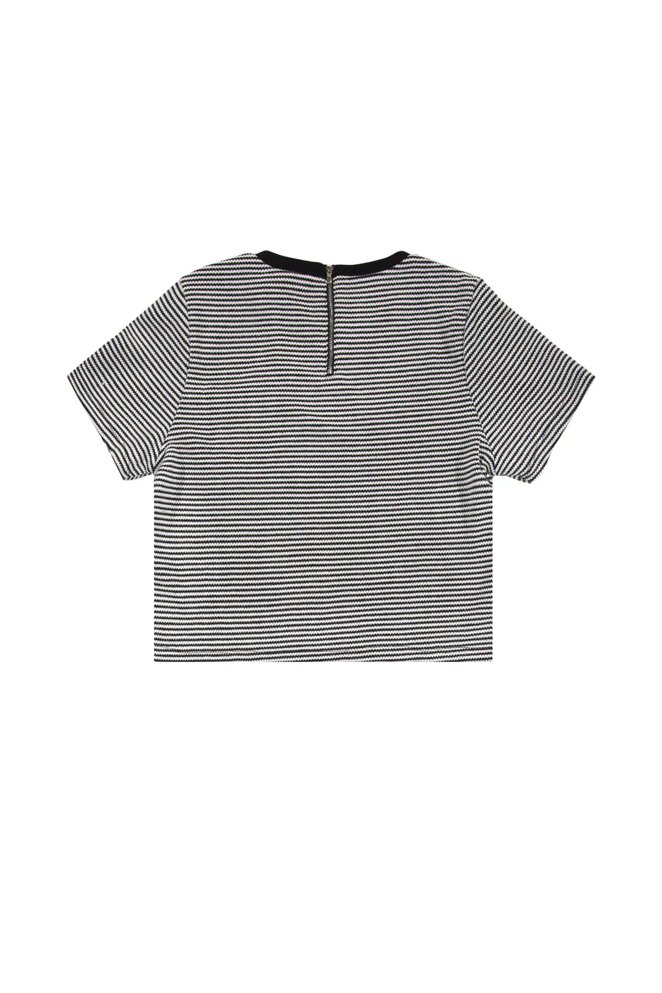 T-shirt crop Femme rayures blanc noir 1044V - Image 6