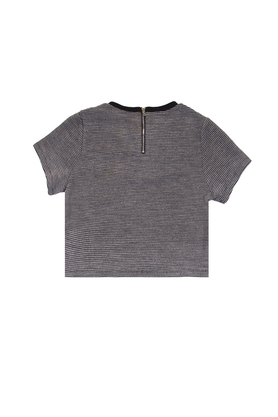 T-shirt crop Femme rayures gris noir 1044V - Image 6