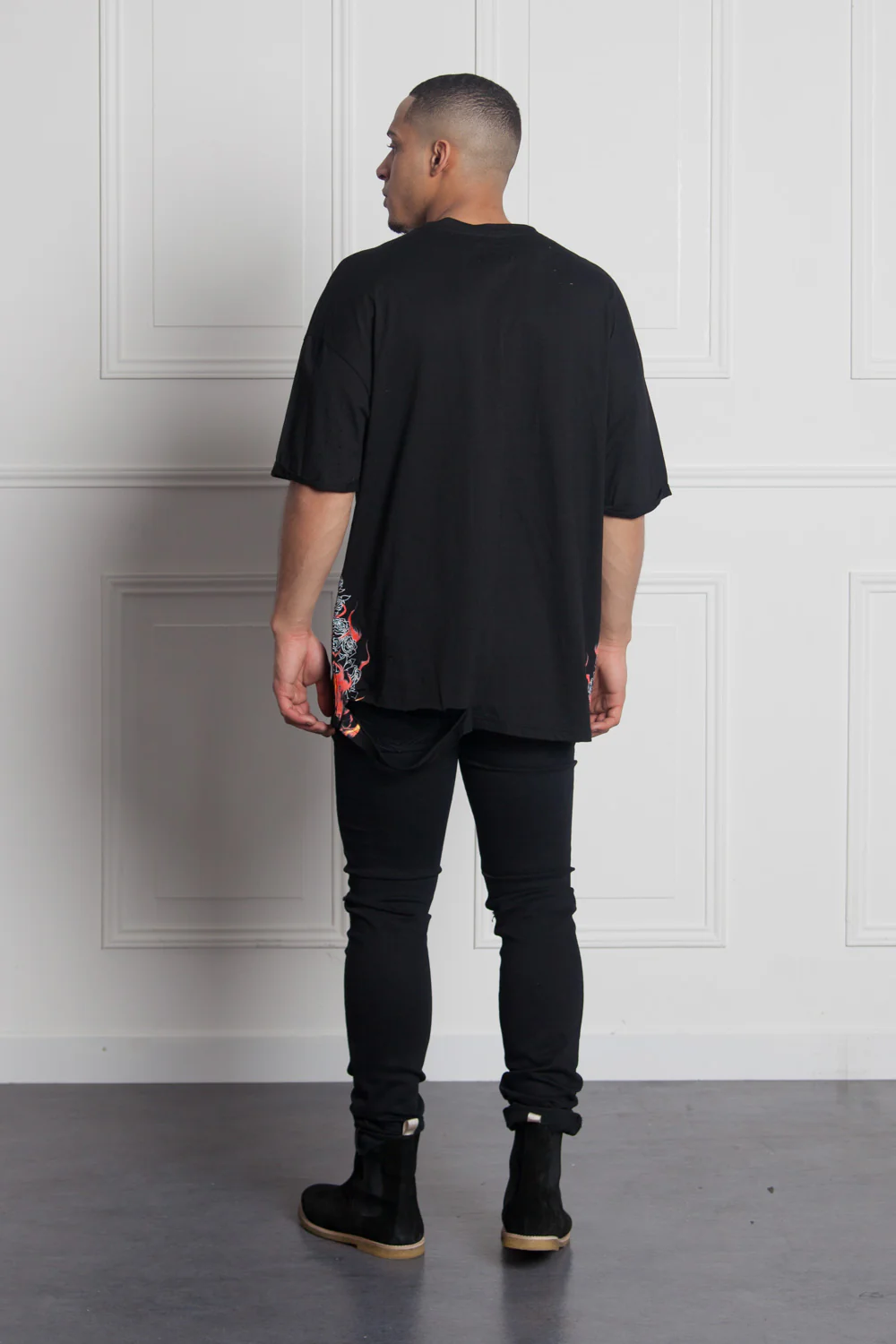 T-shirt fire print destroyed black M2530VTS - Image 6
