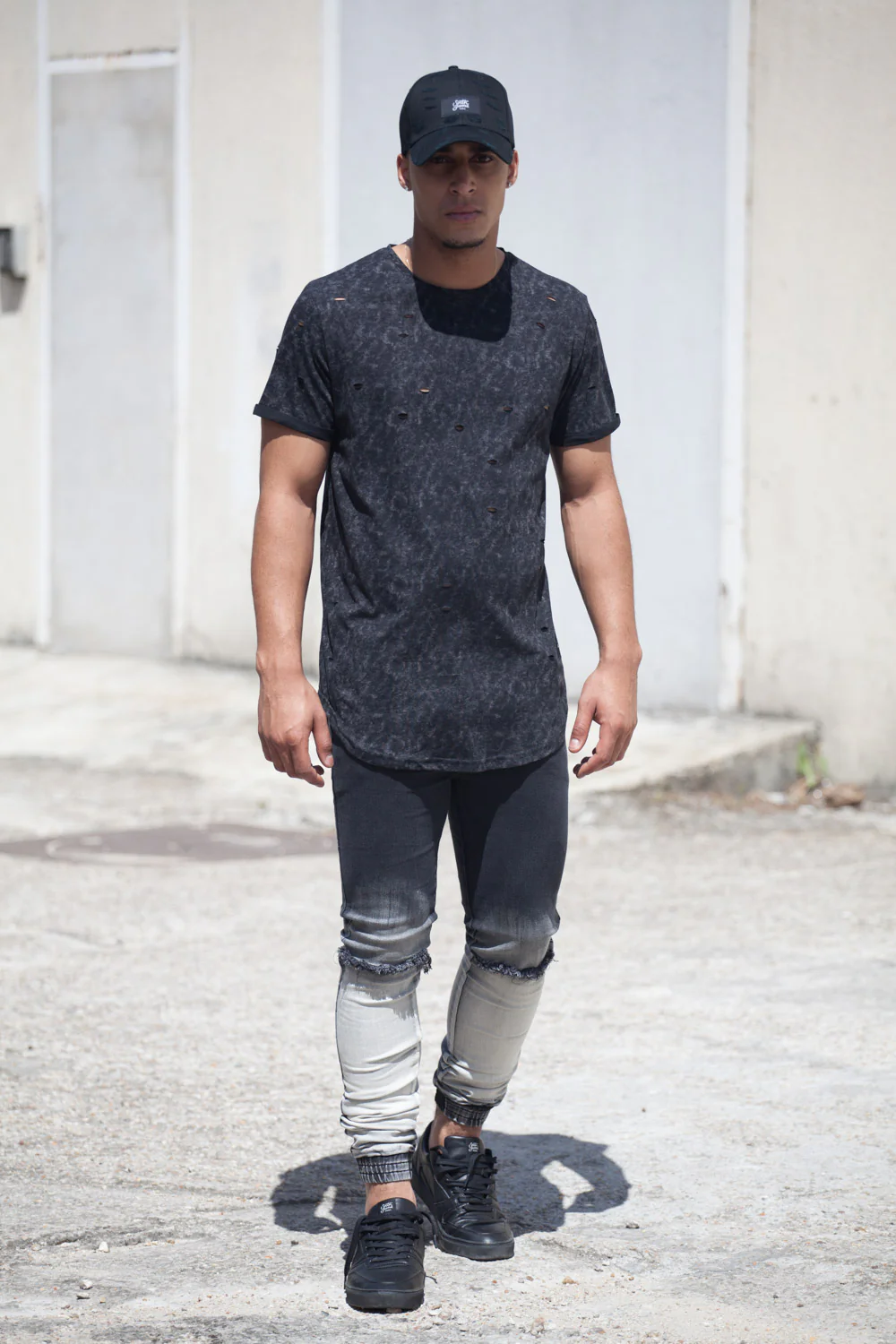 T-shirt délavé Acid wash noir M2137PTL - Image 2