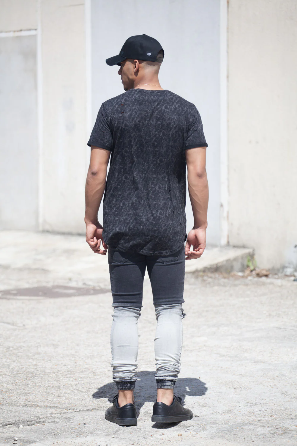 T-shirt délavé Acid wash noir M2137PTL - Image 3