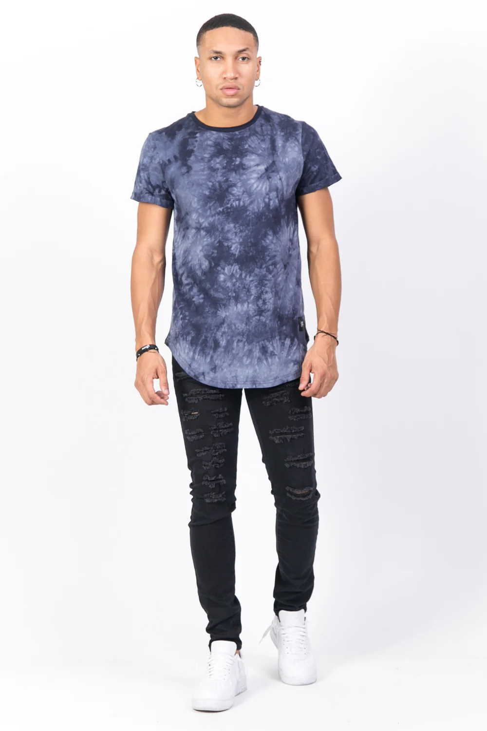 T-shirt délavé noir bleu - Image 2