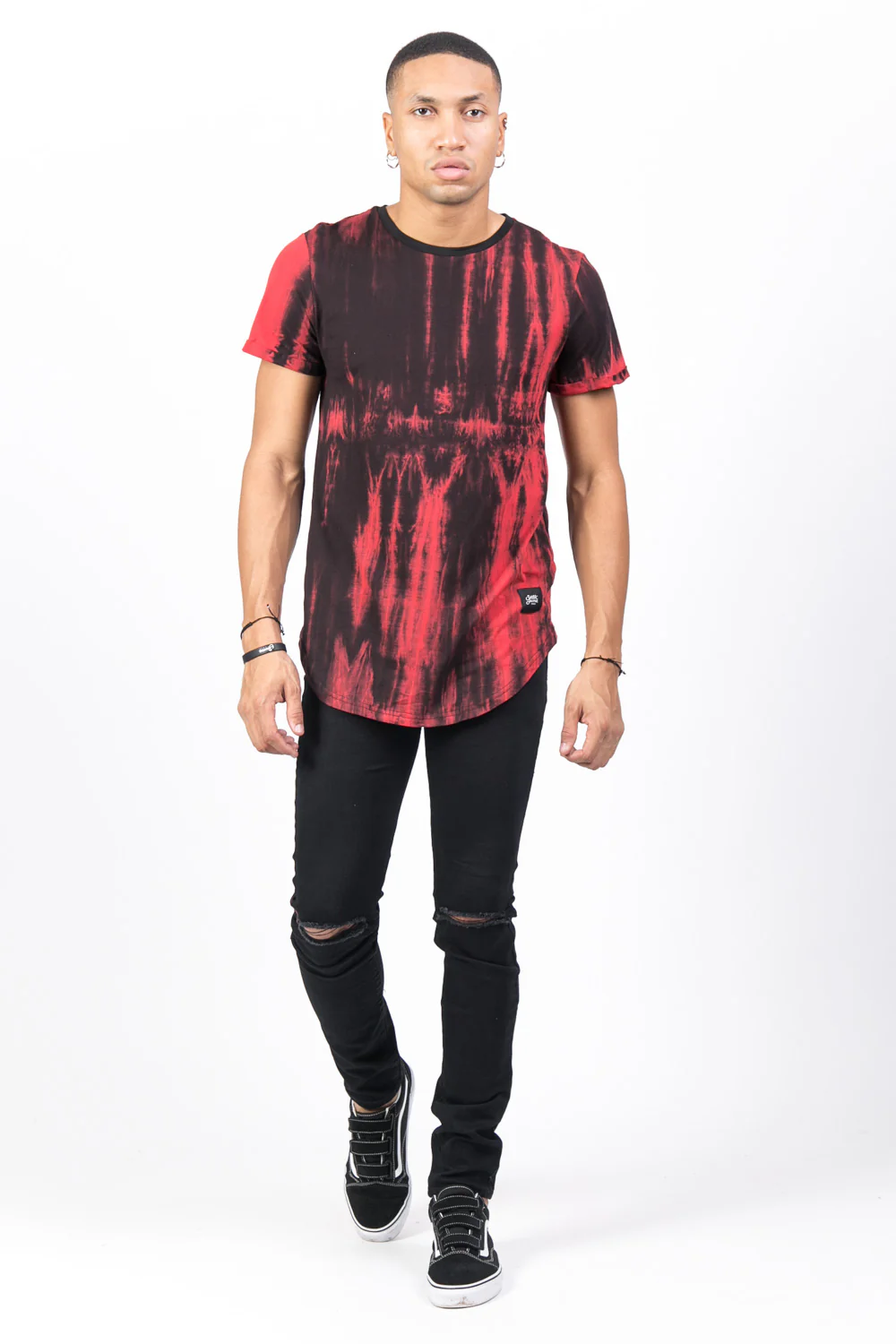 T-shirt délavé noir rouge - Image 2