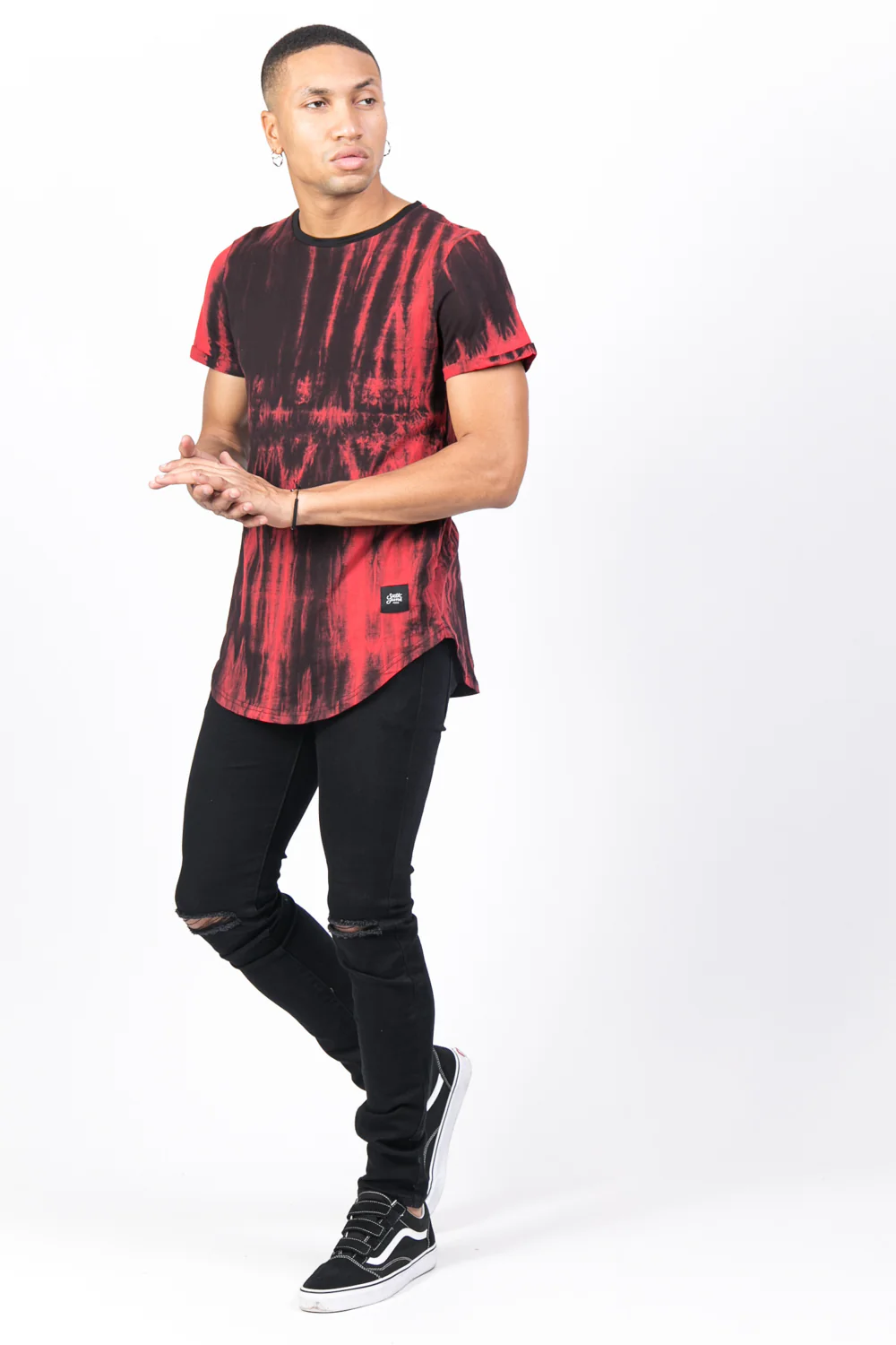 T-shirt délavé noir rouge - Image 4