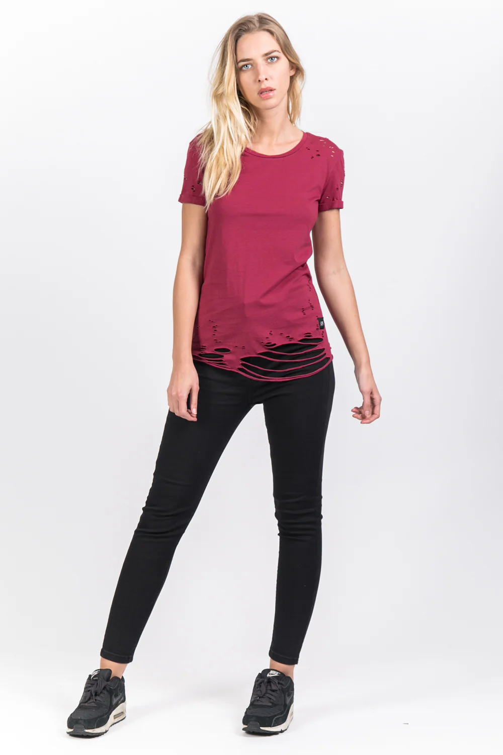 T-shirt destroy bordeaux - Image 2