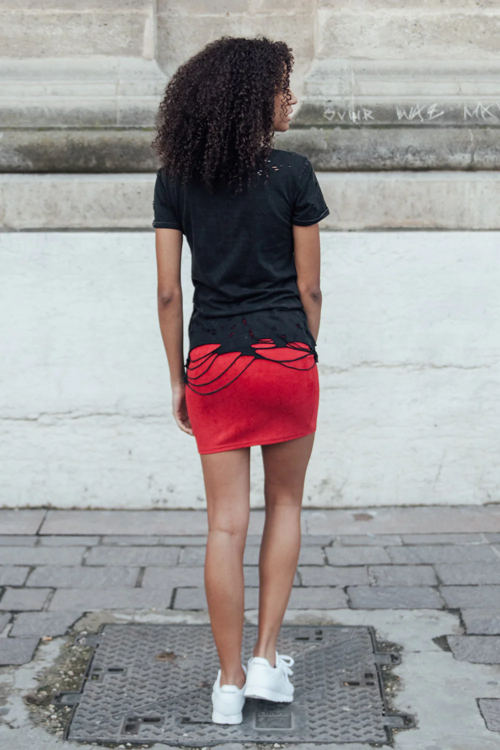 T-shirt destroy Femme noir W2370VTS - Image 3