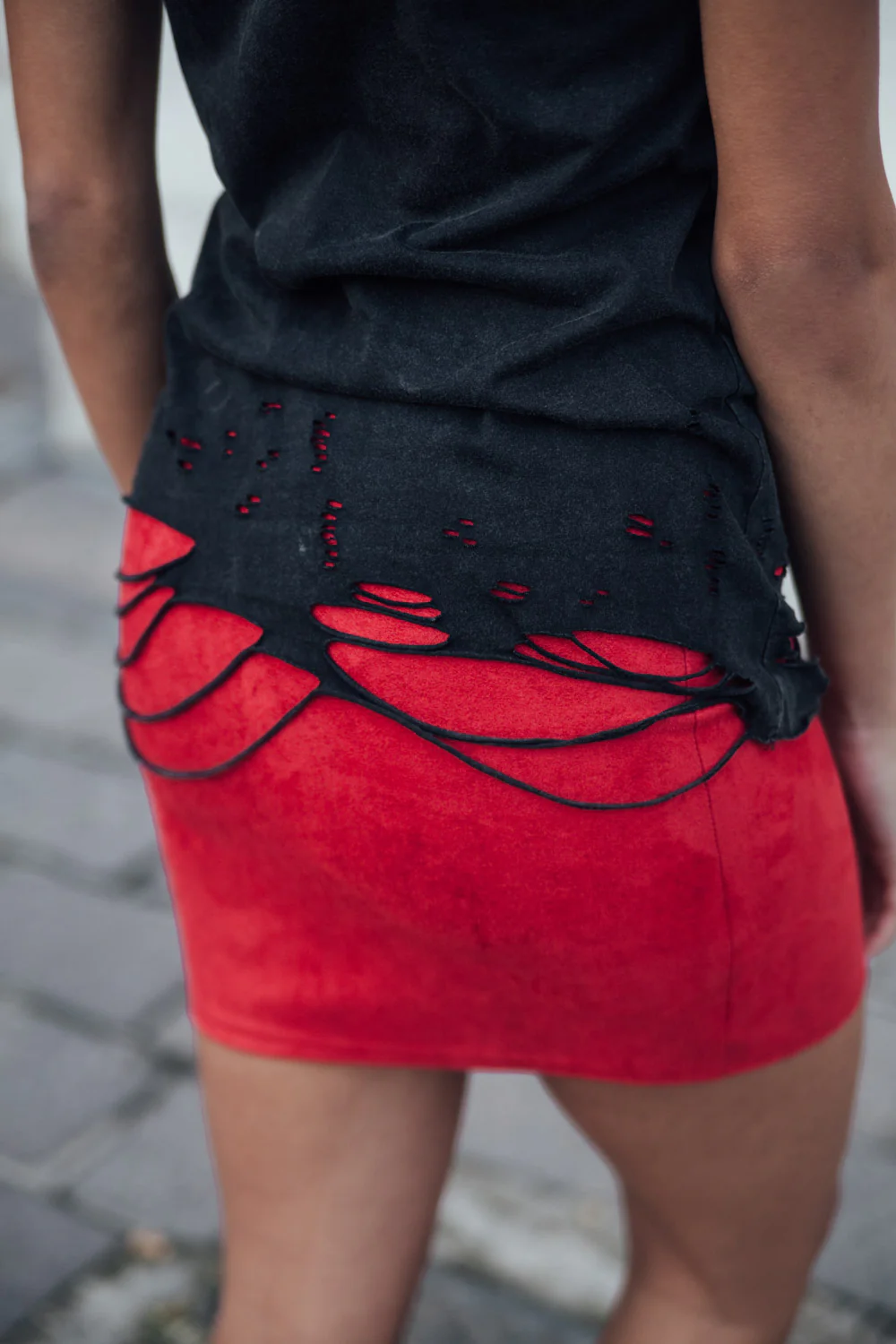 T-shirt destroy Femme noir W2370VTS - Image 5