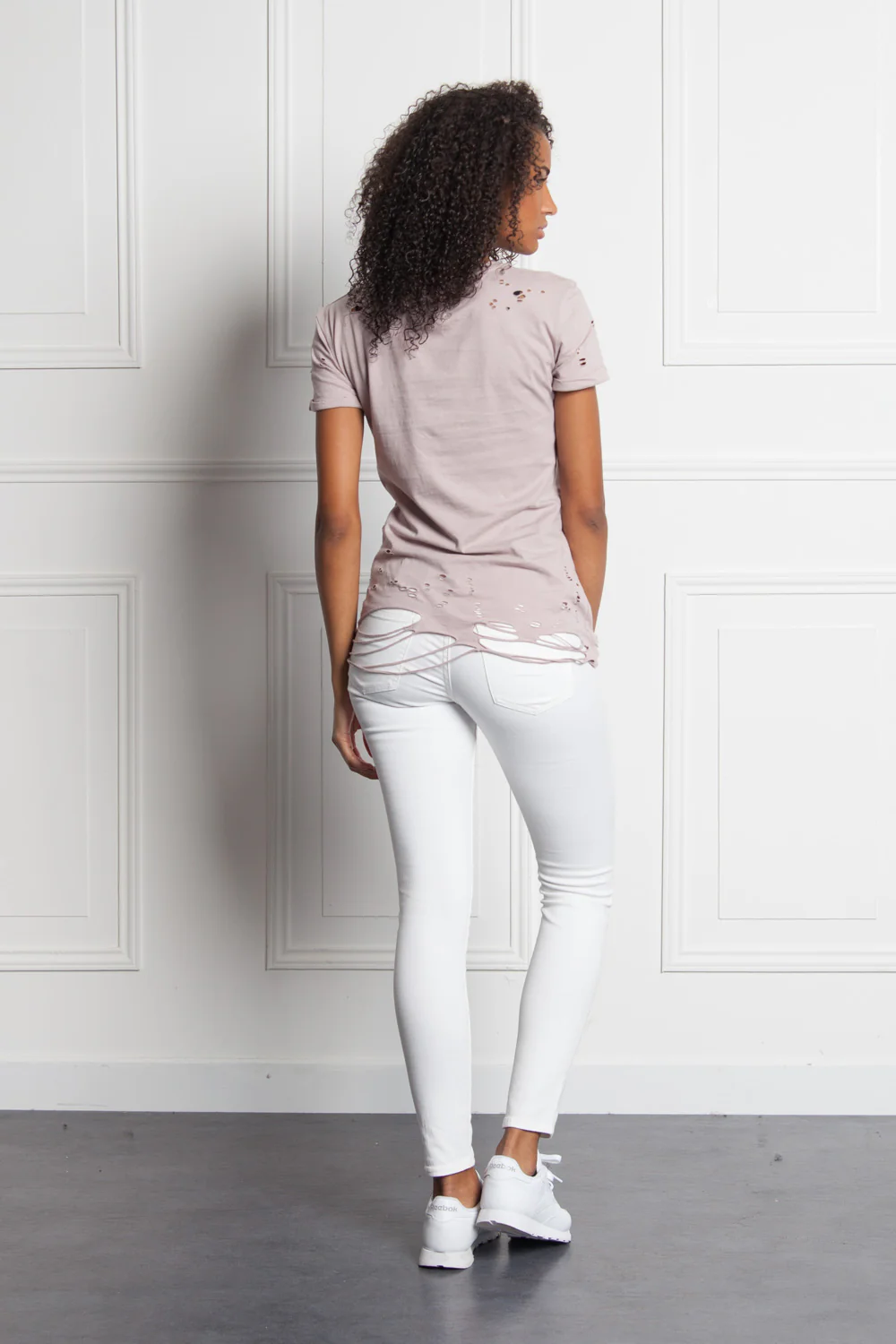 T-shirt destroy Femme rose W2370VTS - Image 6