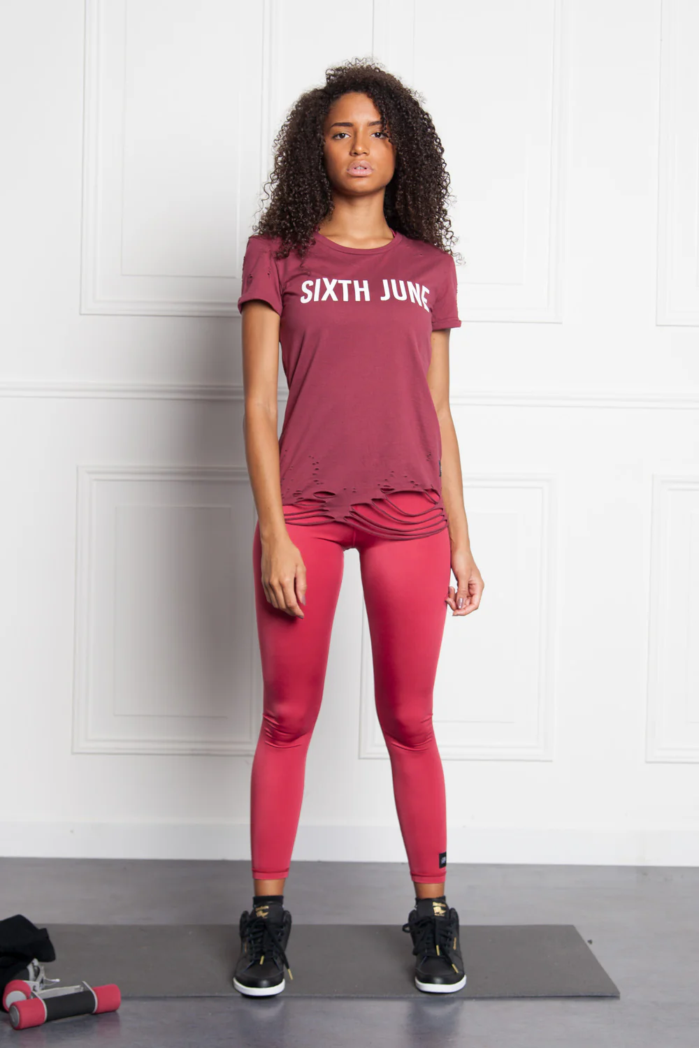 T-shirt destroy Sport bordeaux W2407VTS - Image 2
