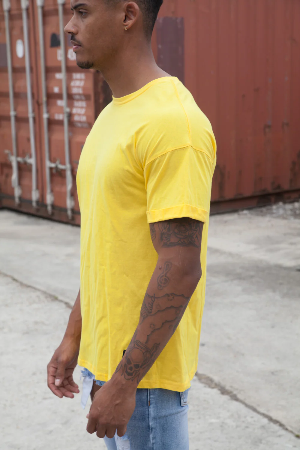 T-shirt épaules tombantes jaune - Image 5