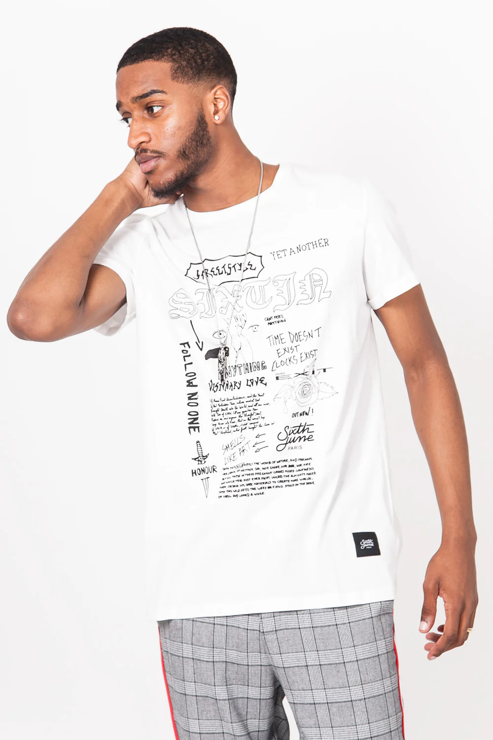 T-shirt grafitti gothique blanc - Image 2