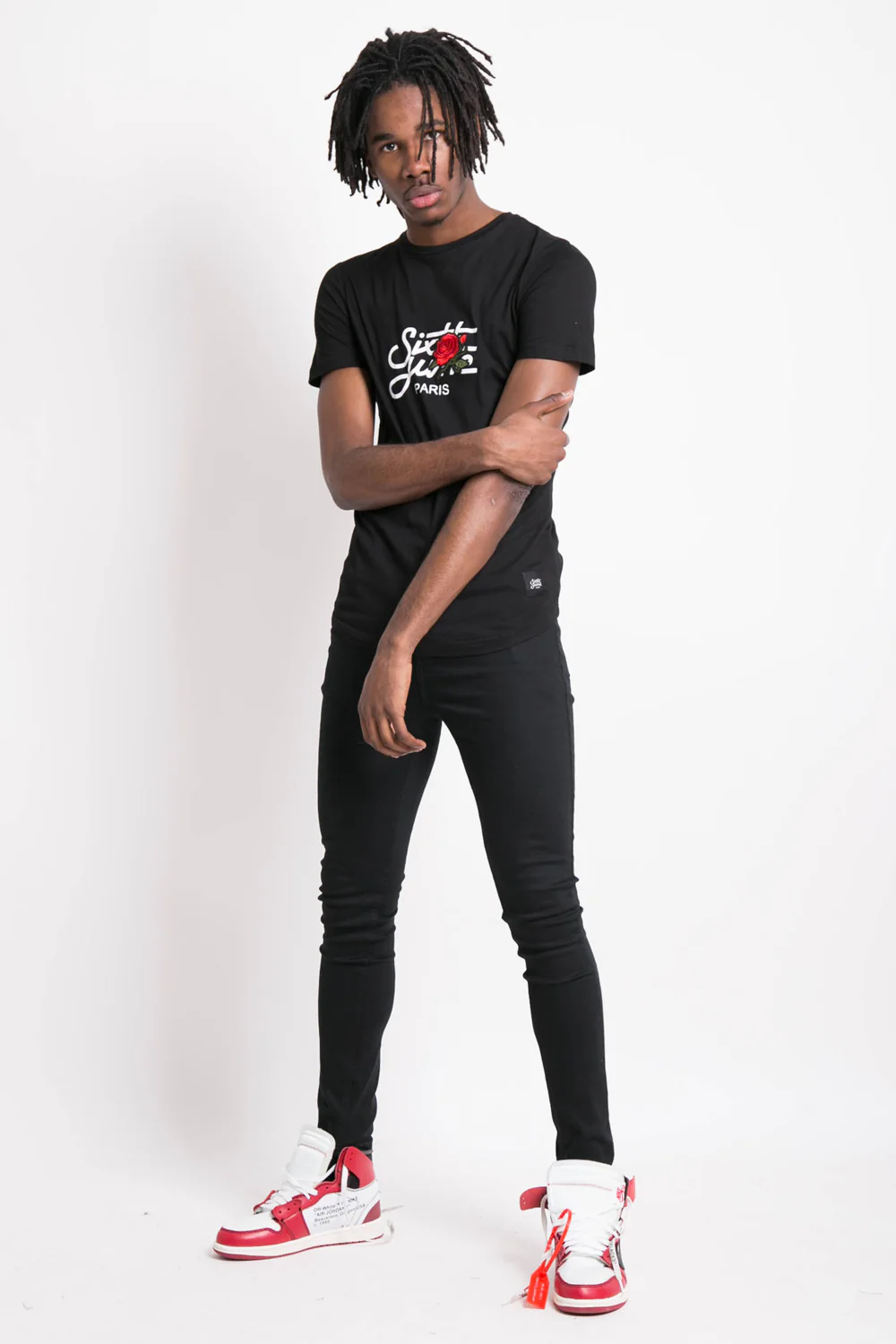 T-shirt grand logo patch rose noir - Image 3
