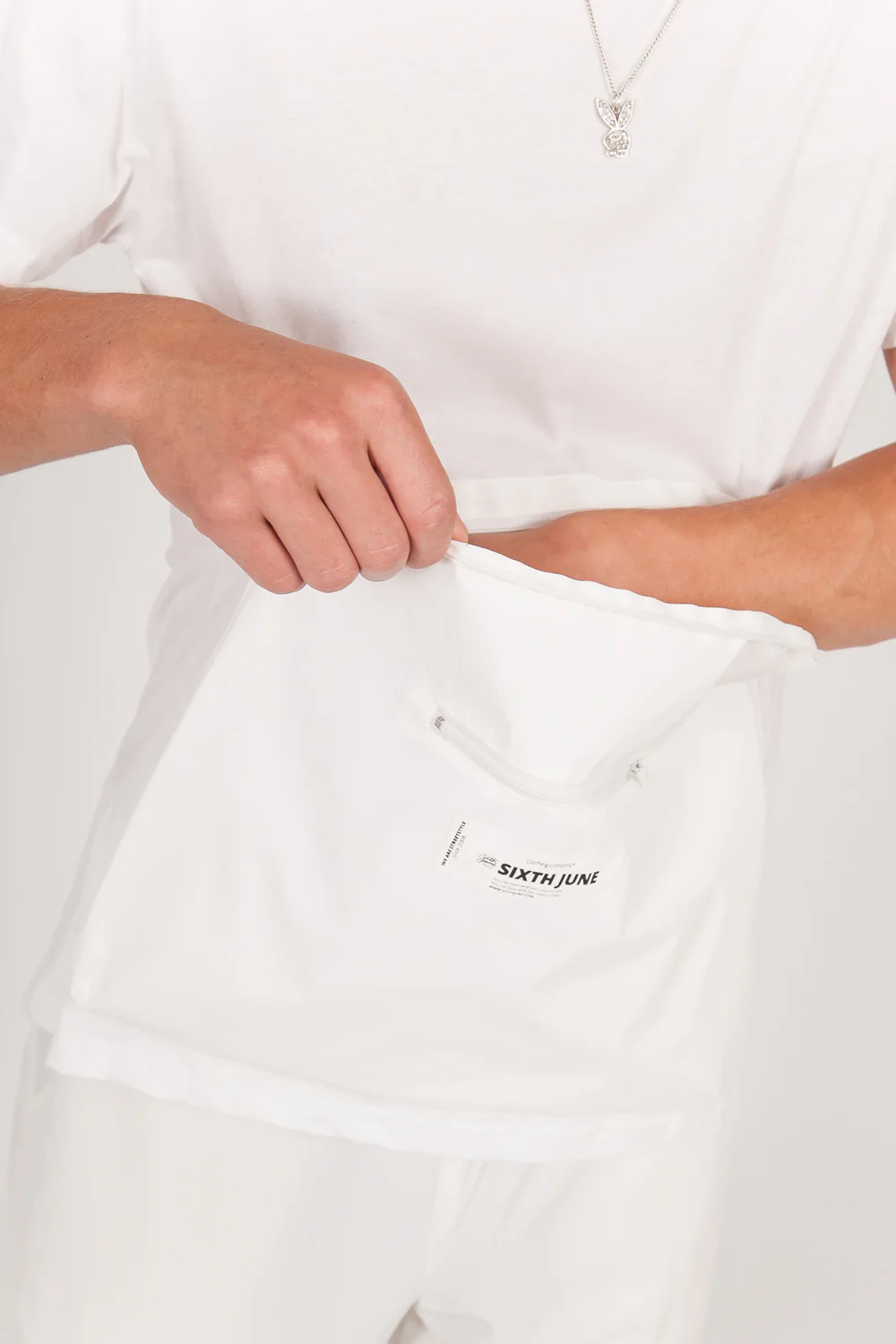 T-shirt réfléchissant grande poche blanc - Image 5