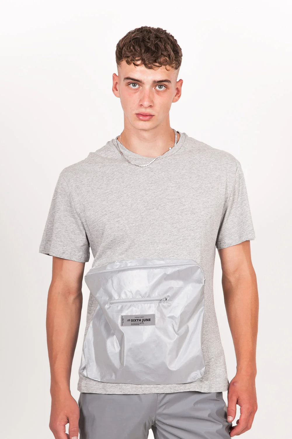 T-shirt réfléchissant grande poche gris - Image 4