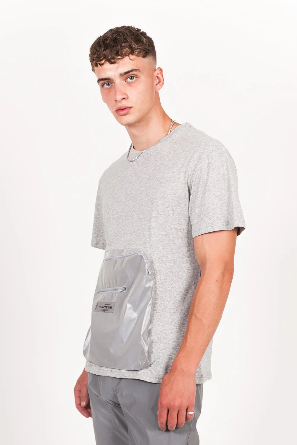 T-shirt réfléchissant grande poche gris - Image 7