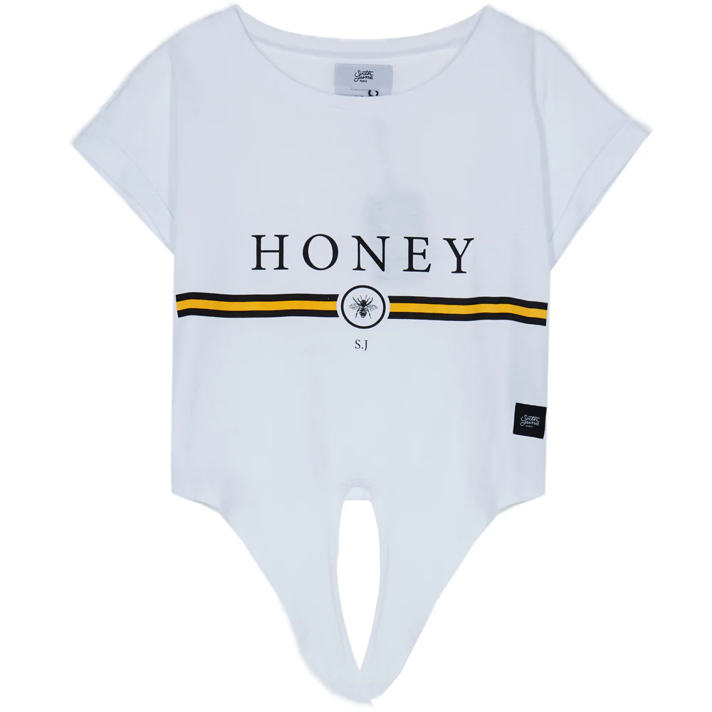 T-shirt Honey bande noeud Sixth June blanc