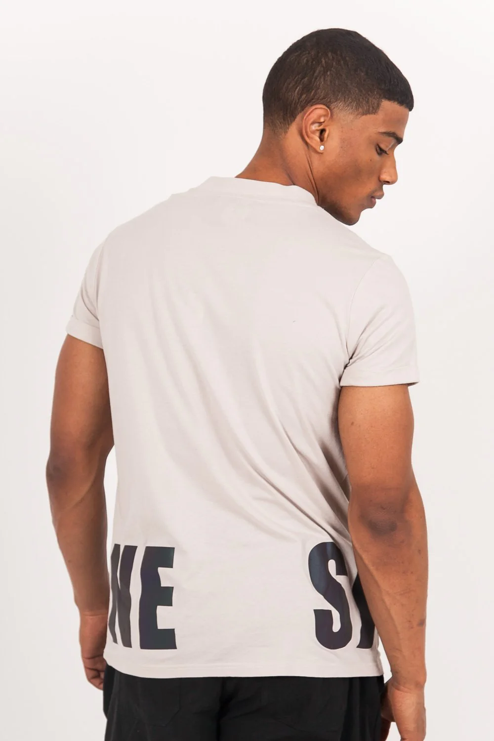T-shirt imprimé pétrole réfléchissant beige - Image 5