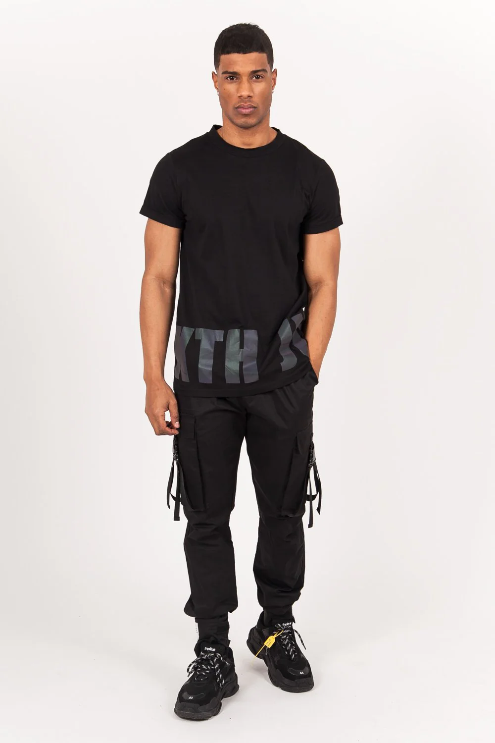 T-shirt imprimé pétrole réfléchissant noir - Image 2