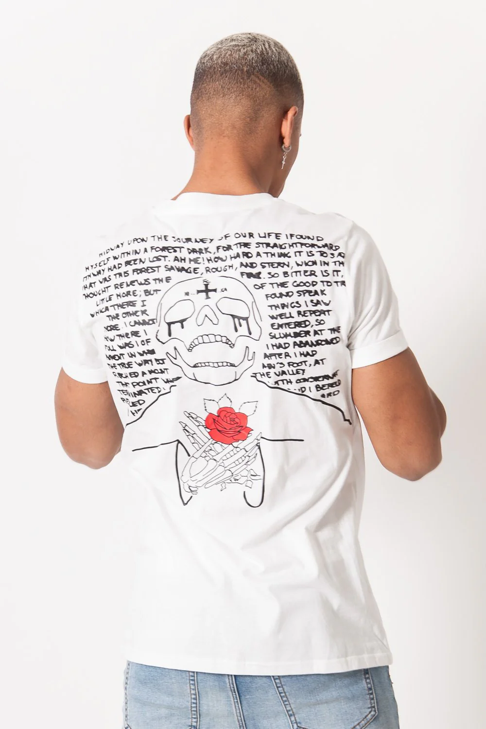 T-shirt imprimé tête de mort Blanc - Image 2