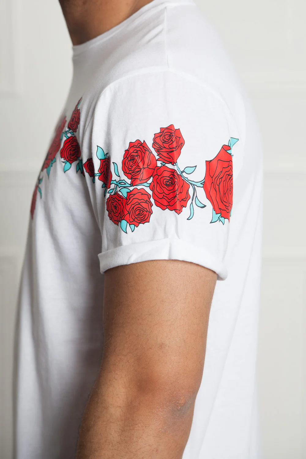 T-shirt roses flock print white M2525VTS - Image 4