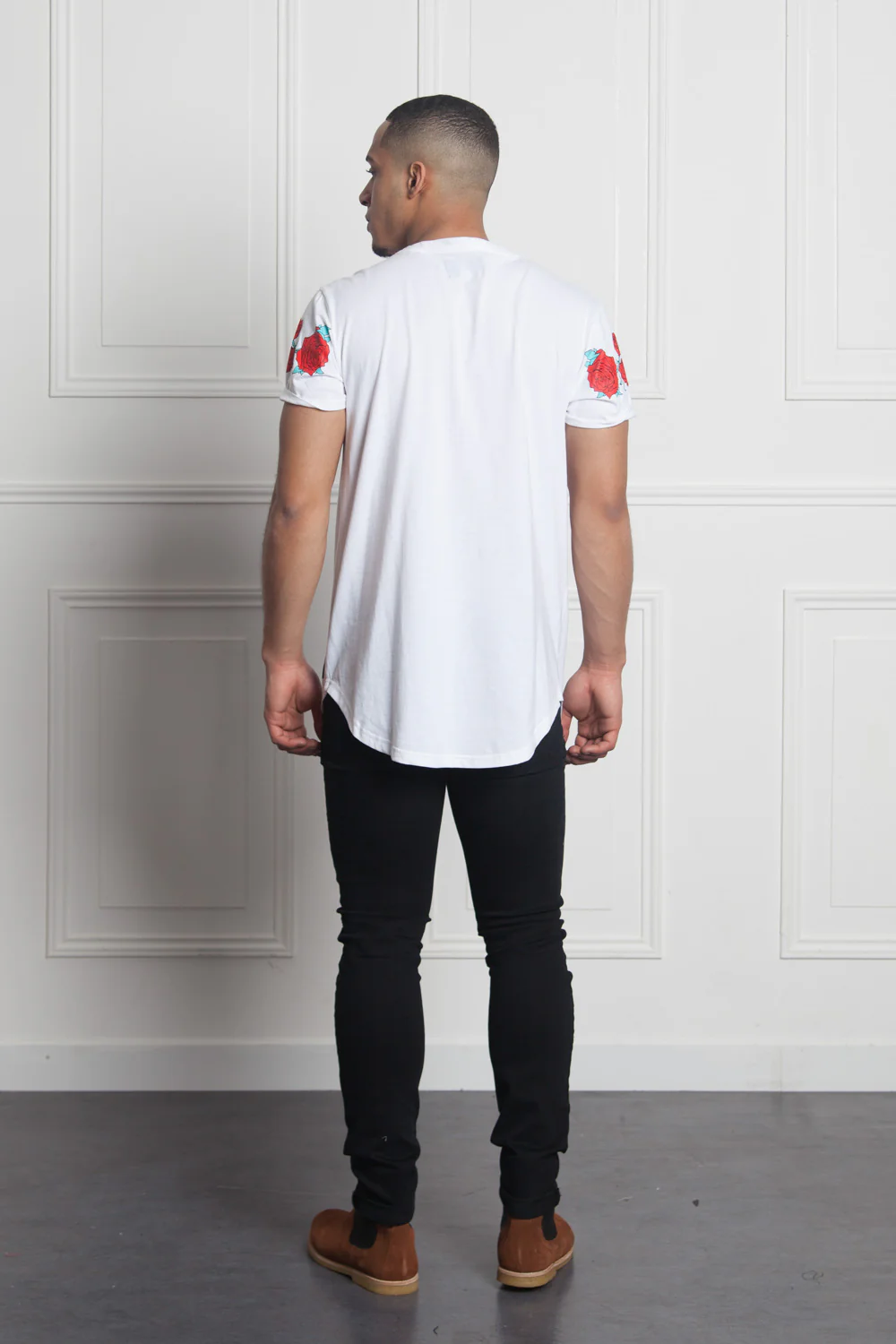 T-shirt roses flock print white M2525VTS - Image 6
