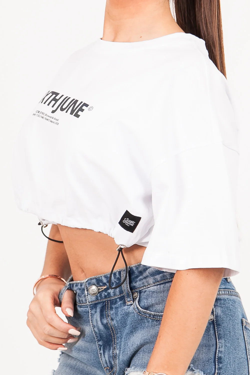 T-shirt irisé court cordons blanc - Image 4