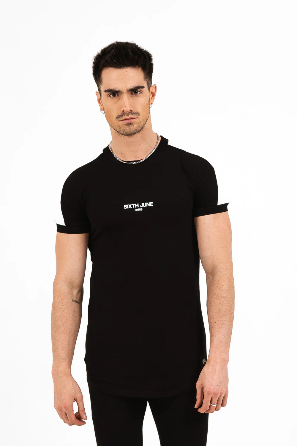 T-shirt logo bandes noir blanc - Image 2