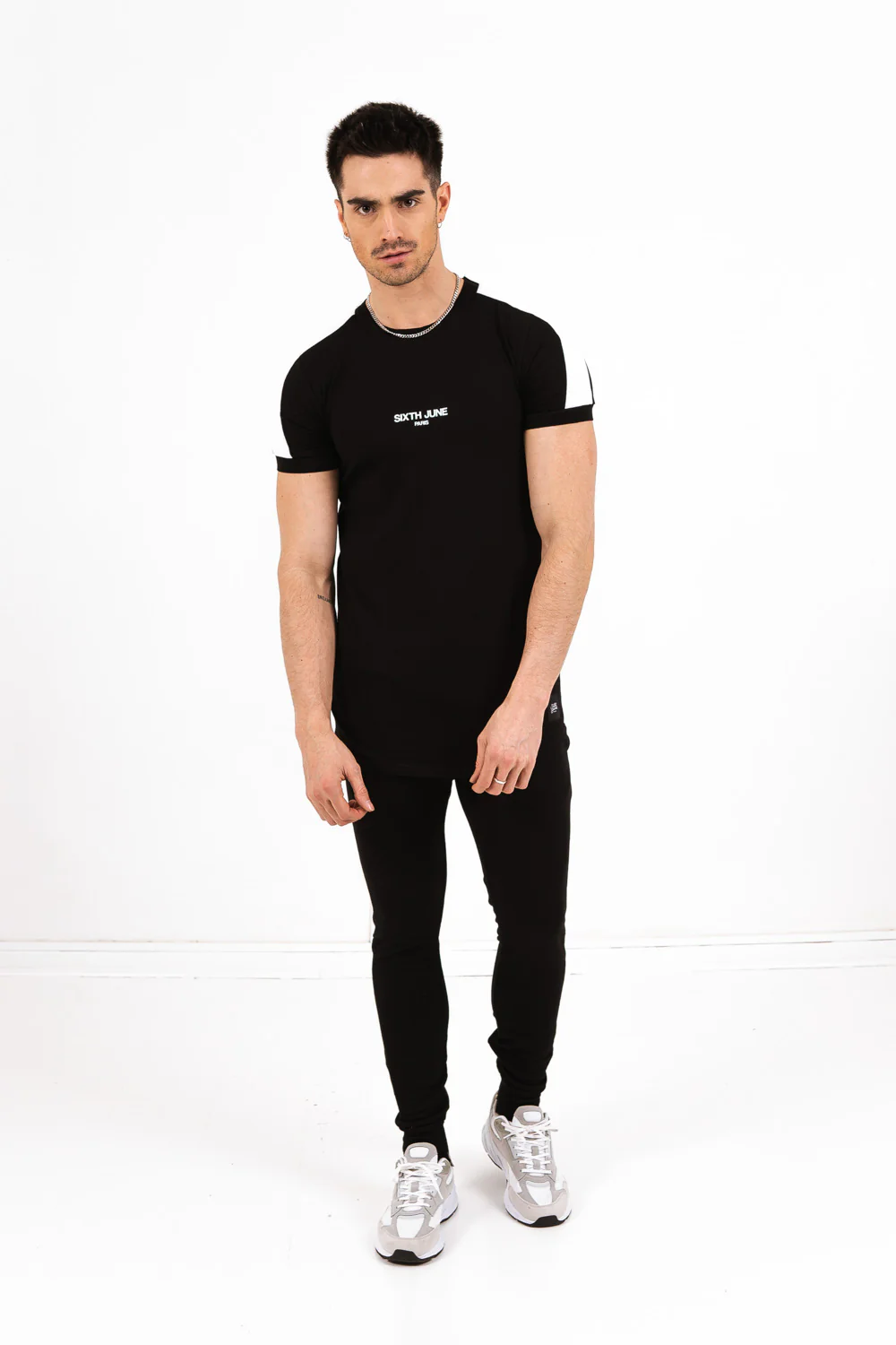 T-shirt logo bandes noir blanc - Image 6