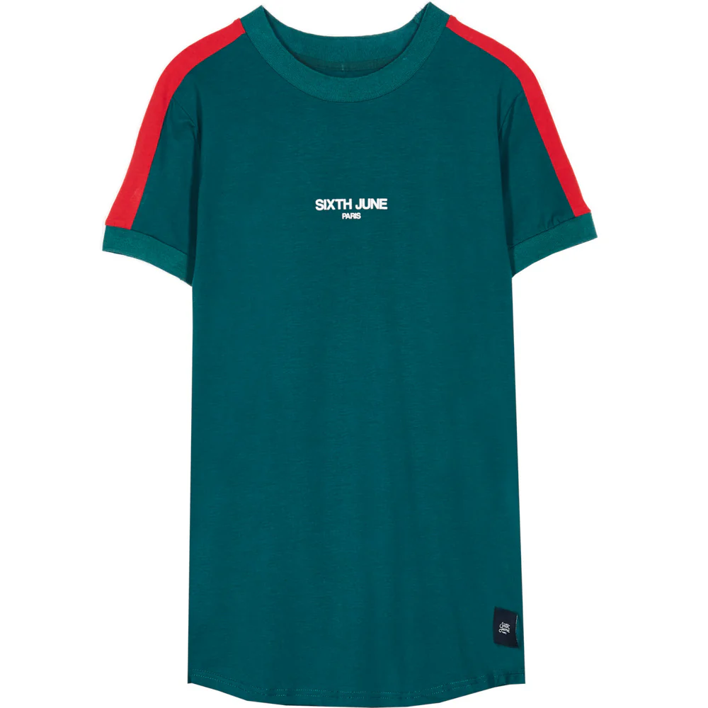 T-shirt logo bandes vert rouge