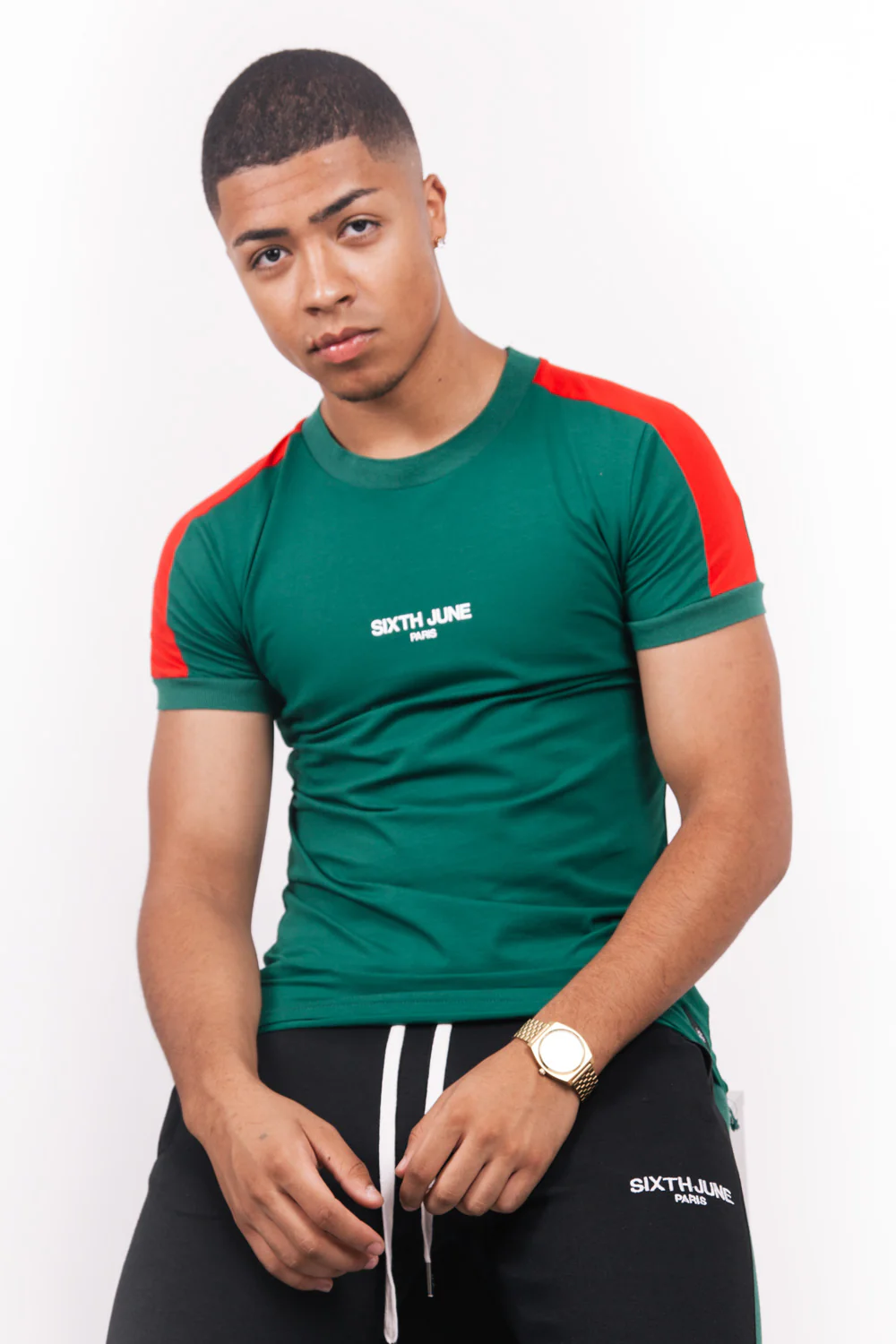 T-shirt logo bandes vert rouge - Image 2
