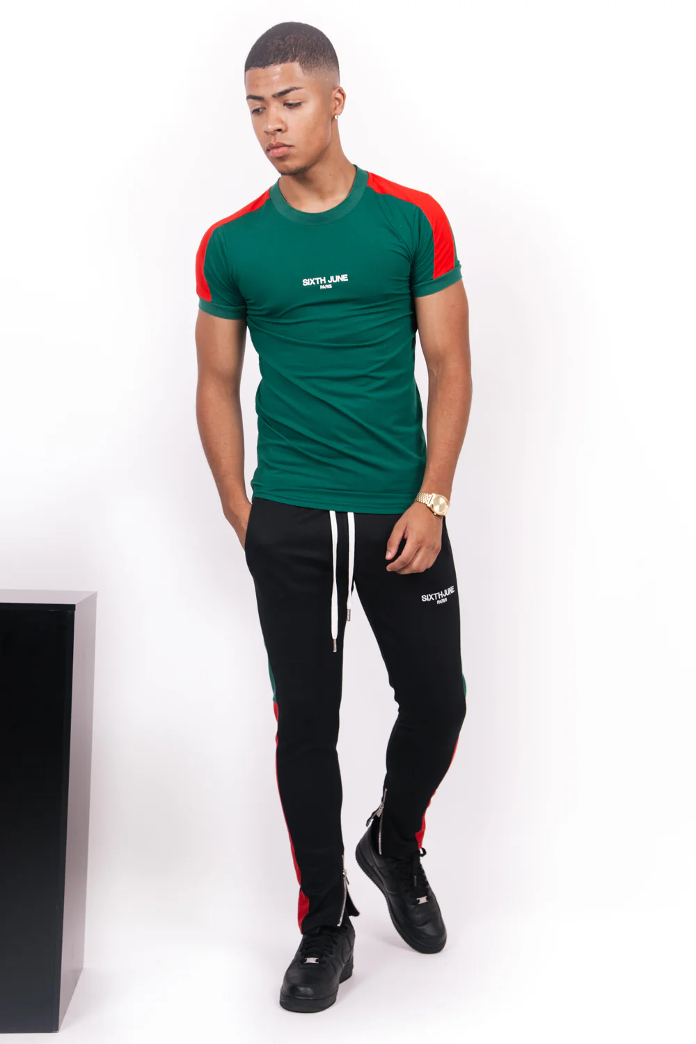 T-shirt logo bandes vert rouge - Image 3