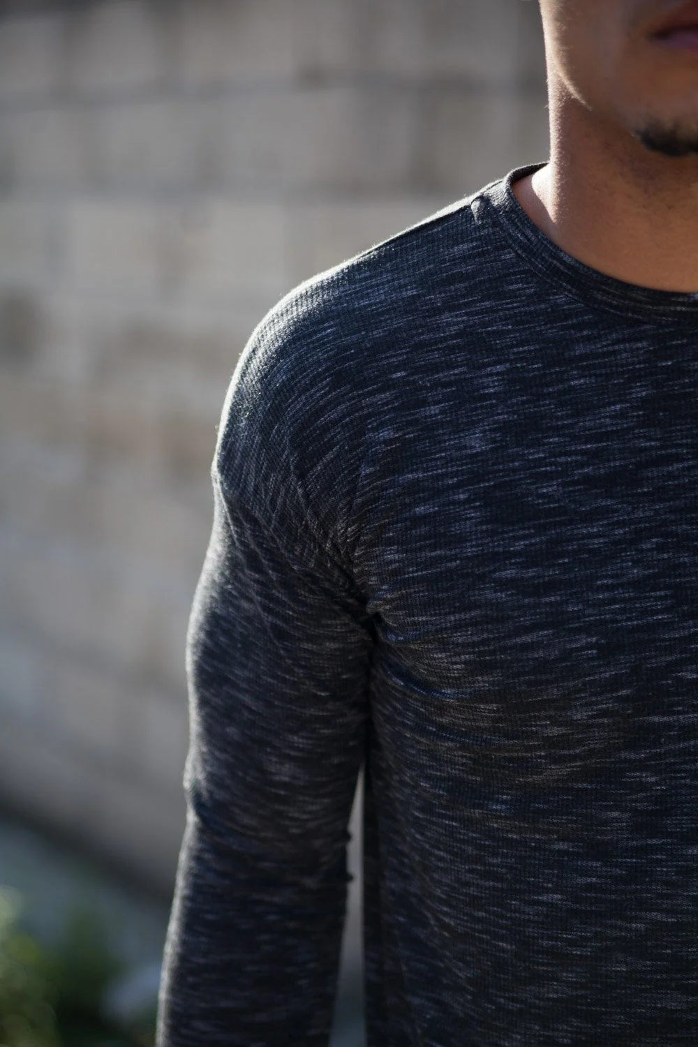T-shirt long manches longues chiné noir M2316CTL - Image 3
