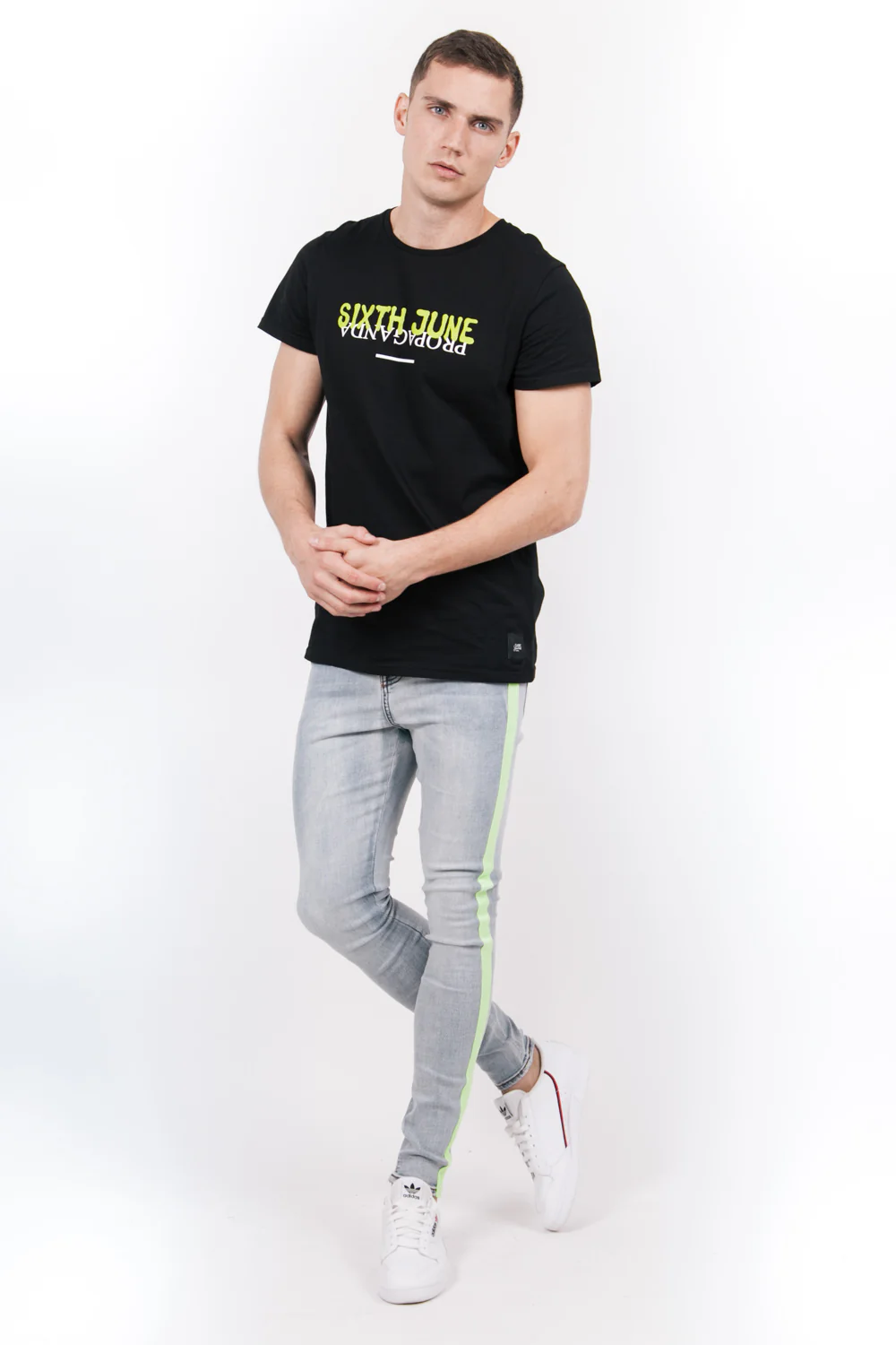 T-shirt long Propaganda fluo noir - Image 5