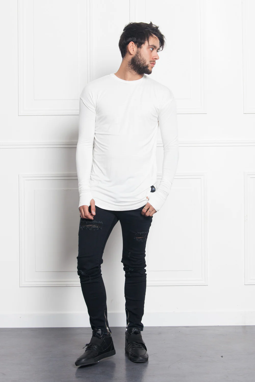 T-shirt long manches longues blanc 1878C - Image 6