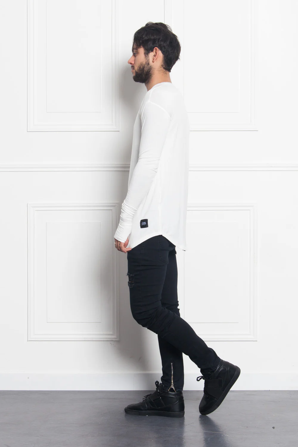 T-shirt long manches longues blanc 1878C - Image 7