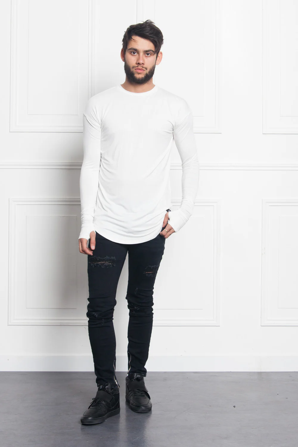 T-shirt long manches longues blanc 1878C - Image 8