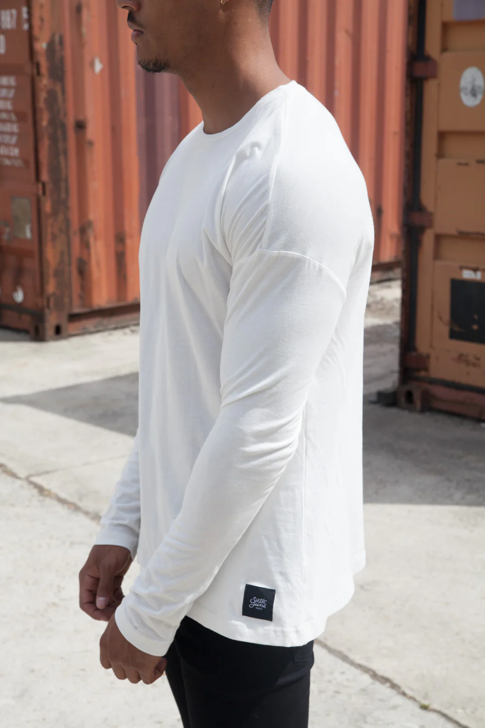 T- shirt manches longues épaules tombantes blanc - Image 4
