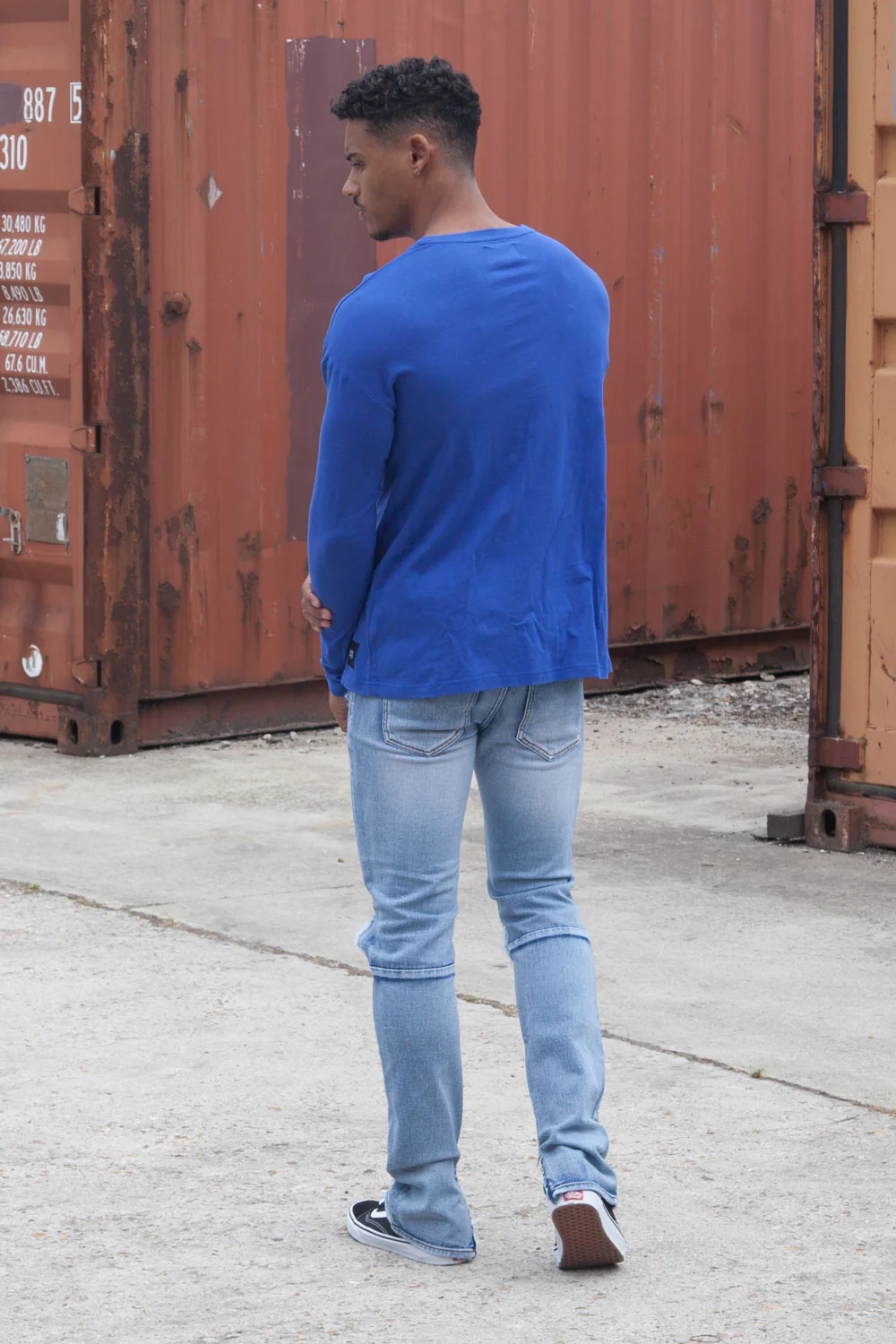 T- shirt manches longues épaules tombantes bleu roi - Image 5