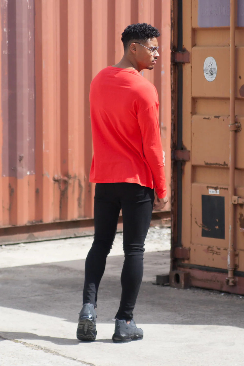 T- shirt manches longues épaules tombantes rouge - Image 3