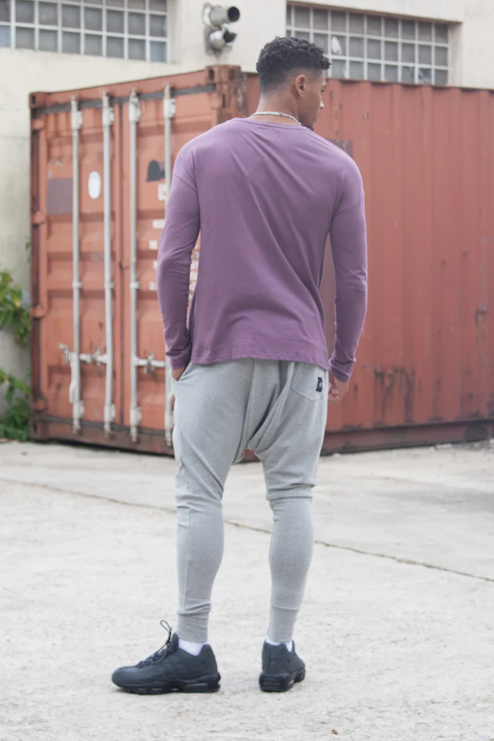 T- shirt manches longues épaules tombantes violet - Image 5