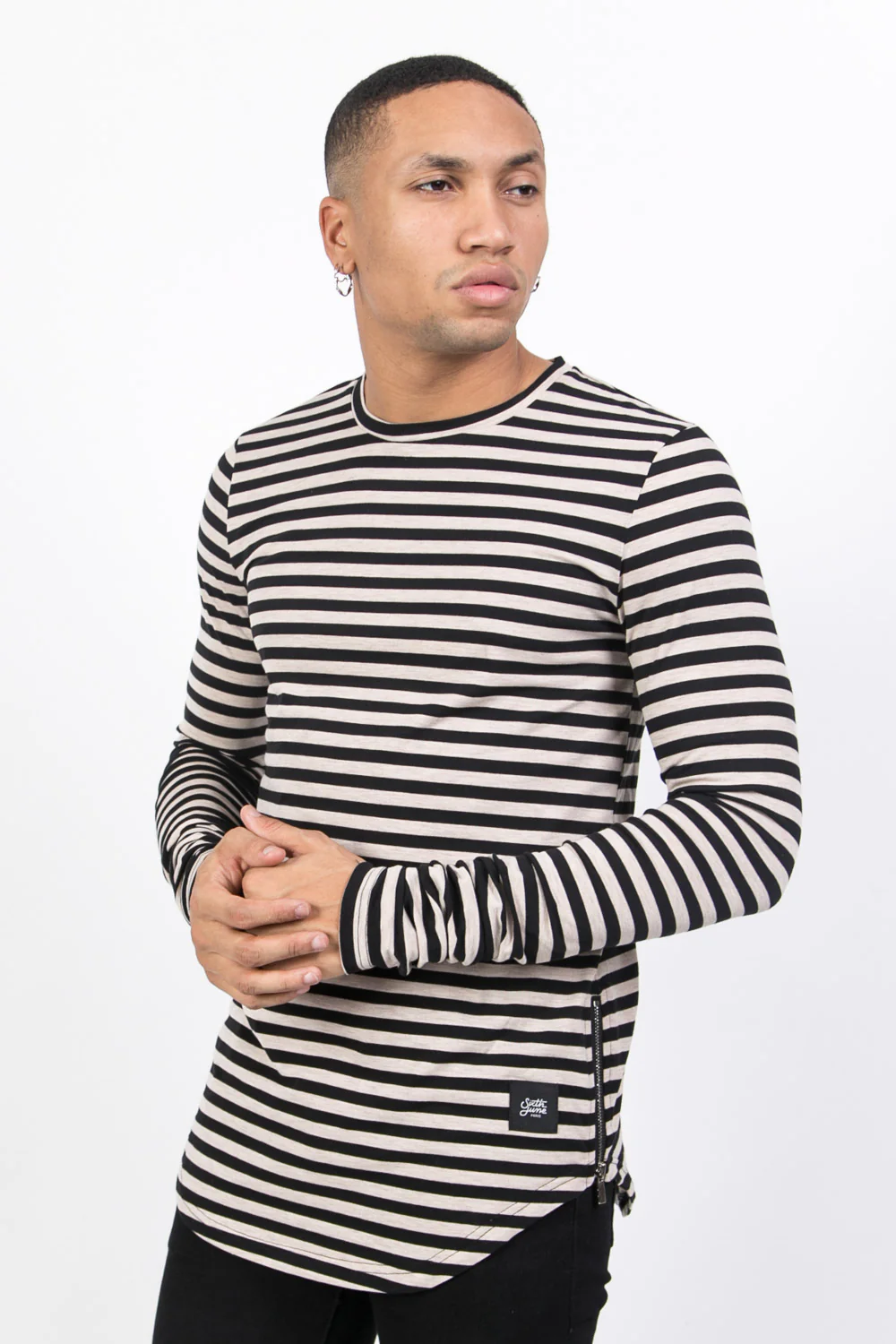 T-shirt marinière manches longues beige noir - Image 5