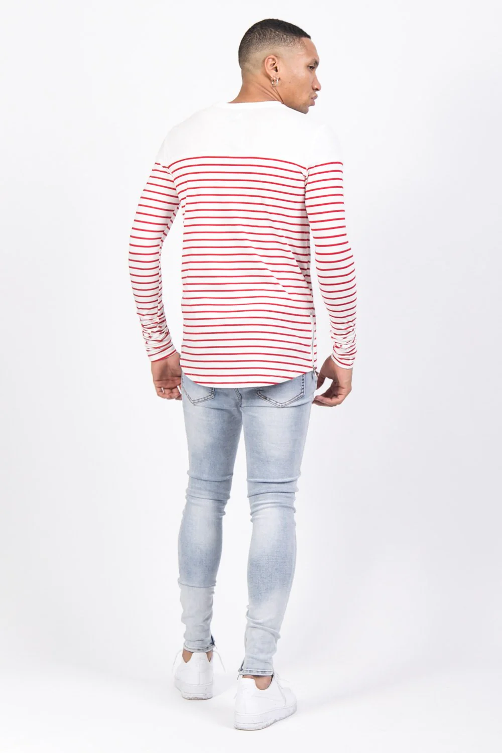 T-shirt marinière manches longues rouge blanc - Image 4