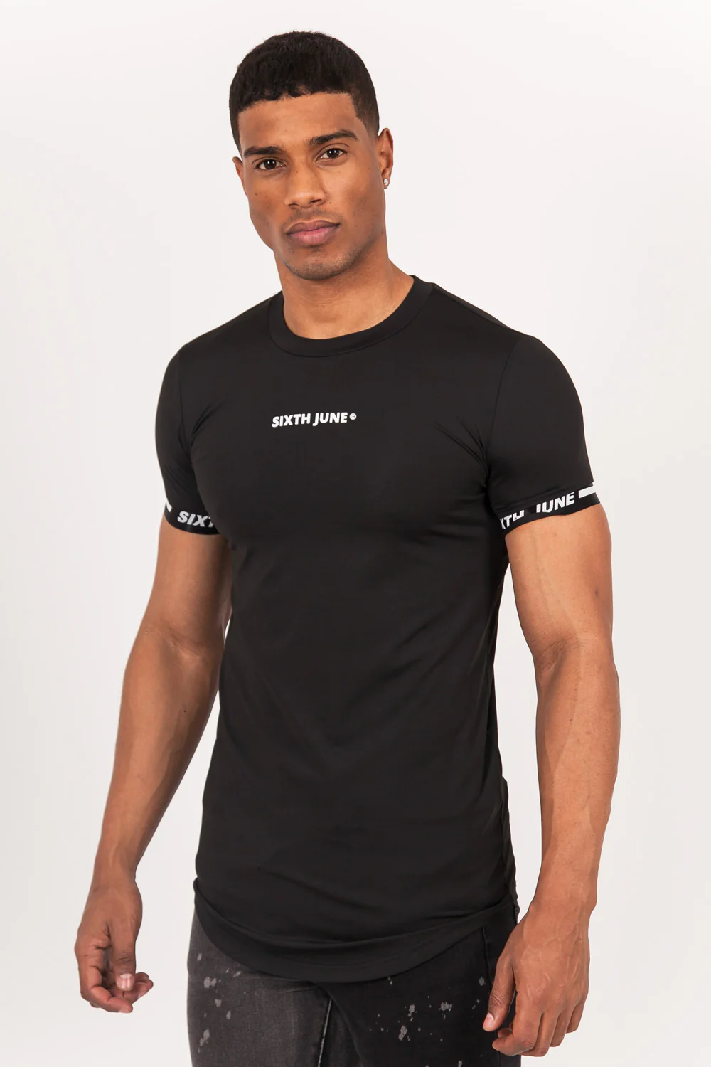 T-shirt moulant logo élastique noir - Image 2