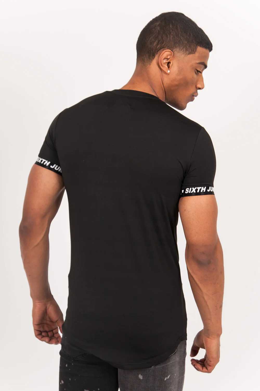 T-shirt moulant logo élastique noir - Image 4